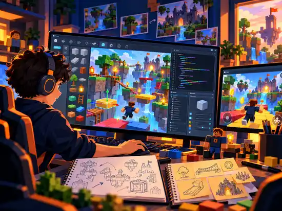 Roblox Studio game project with interactive obstacles and parts
